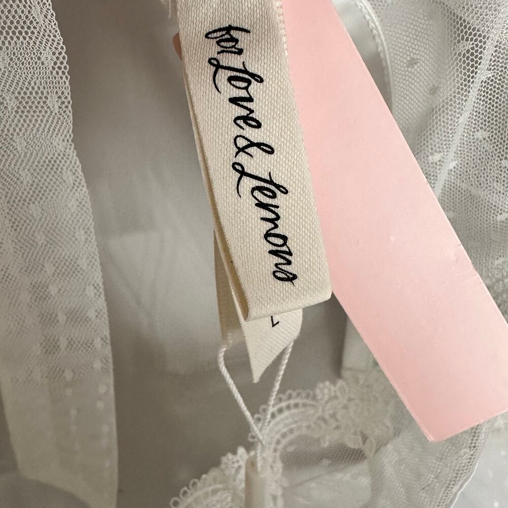 For Love & Lemons Eternal Rose Lace Ribbons Teddy Sz 8/10 Large Bridal White NWT - Picture 4 of 15